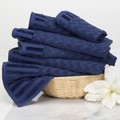 Hastings Home 6-Piece Cotton Deluxe Plush Bath Towel Set, Chevron Pattern Spa Luxury Decorative Towels, Navy 440587ILC